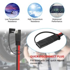 SAE Extension Cable 30FT Quick Disconnect Wire Battery Charger Cord Heavy Duty