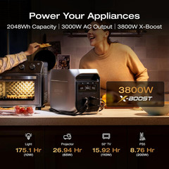 EF Portable Power Station DELTA 3 Max Plus, 2048Wh Lifepo4 Battery, Solar Gener
