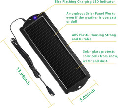 Sunway Solar Car Battery Trickle Charger & Maintainer 12V Solar Panel Power Batt