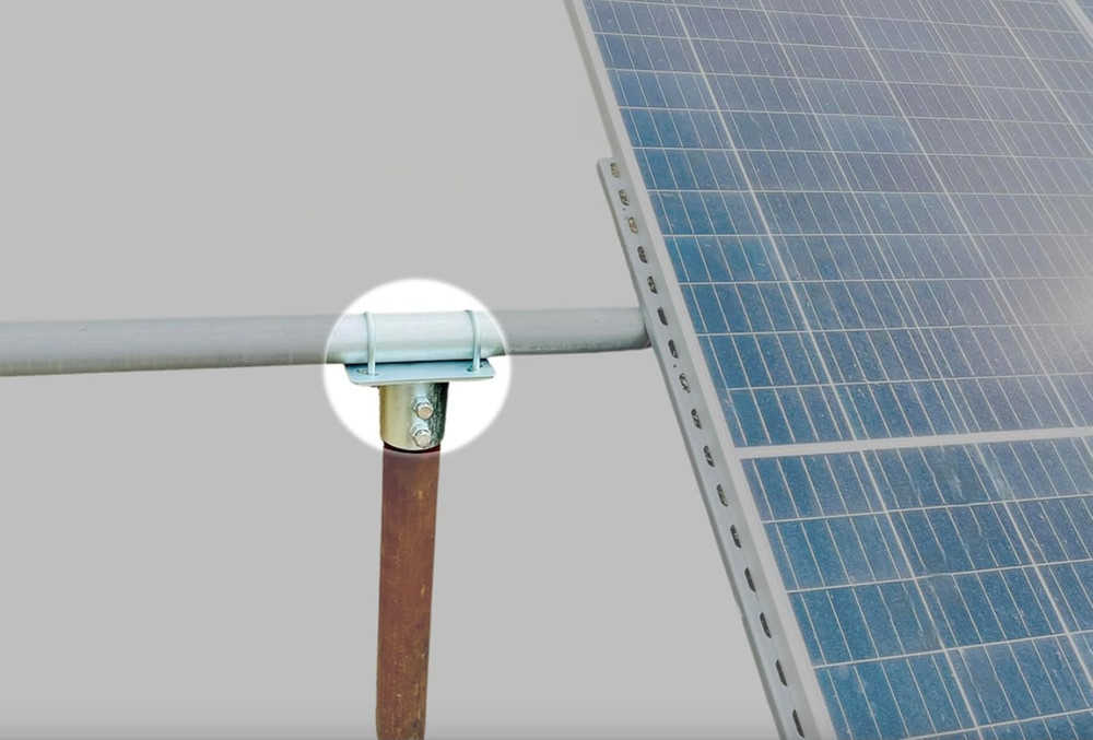 Solar Panel Array Ground Mounting Bracket for 2.5″ (2 7/8″ OD) Pipe or Pole Moun