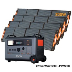 Blackview OSCAL PowerMax 3000W Power Station 3600Wh LFP + 4X 200W Solar Panel