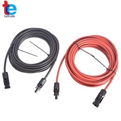1 Pair 10AWG Red + Black Solar Panel Extension Cable Wire Connector 25 Feet