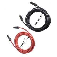 1 Pair 20FT Solar Panel Extension Cable Wire Connector 6mm²/10AWG Black + Red