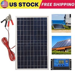 12V 10W Complete Solar Panel Kit Solar Power System Generator 100A Home Grid US