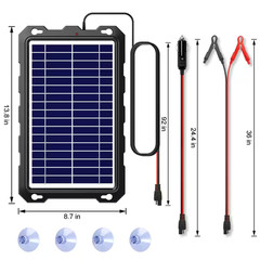 Upgraded 7.5-Watt Portable Waterproof Monocrystalline Solar Panel Trickle Charge