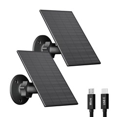2W Solar Panel for Security Camera, USB/USB-C Charger, IP65 Waterproof, 360°