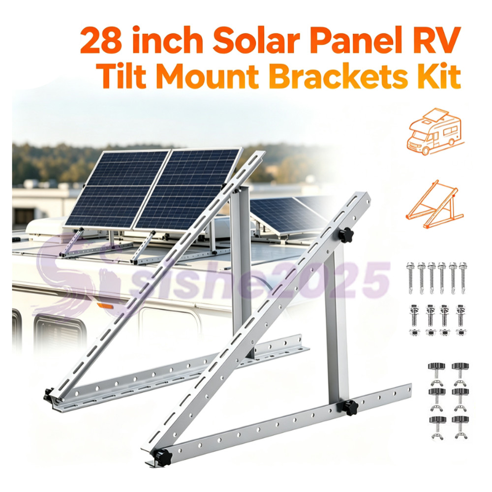 2PCS Solar Panel RV Tilt Mount Brackets Rooftop Flat Surface Adjustable Frame US