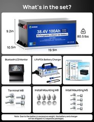 36V 100Ah Lithium Golf Cart Battery with 25A Charger Golf Cart Trolling Motor RV