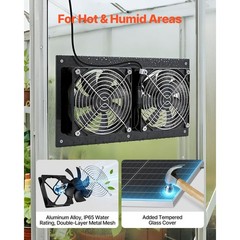 15W Solar-Powered Dual-Fan Ventilator, Adjustable Panel, 240 CFM, IP65
