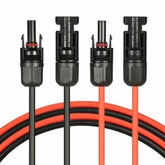 2PCS 12 AWG 4mm² Solar Panel Extension Cable PV Wire Solar Connector Black & Red