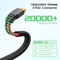 Solar to XT60 Charge Extension Cable with Solar 10AWG 25Ft Red and Black