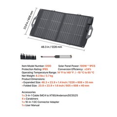 Uimoso 100W Foldable Bifacial Monocrystalline Solar Panel Charger