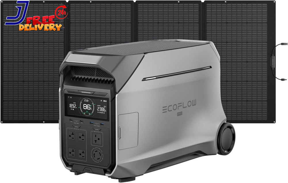 Power Station 4096Wh DELTA Pro 3 with 400W Portable Solar Panel 120/240V 4000W