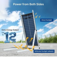 Bifacial 100W Watt 18V Solar Panel 18BB Mono N-Type PV Home RV Battery Charger
