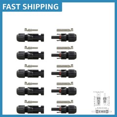 High-Performance Male Solar Panel Connectors – 600V Black Aluminum Set of 5