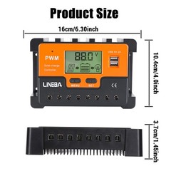 PWM Solar Battery Regulator Charge Controller 100A 12V 24V 48V 3-Stage Dual USB