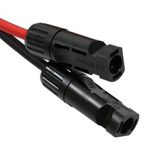 1 Pair 5 Feet Solar Panel Extension Cable Wire Connector 10 AWG Black + Red