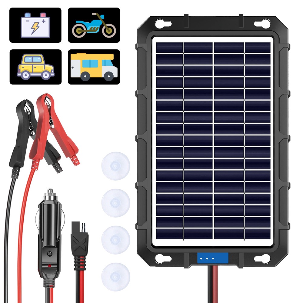 12V Solar Trickle Charger 20W Solar Panel Kit Car RV Trailer Battery Maintainer