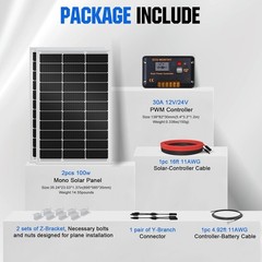 High Efficiency 200W Monocrystalline Solar Panel Kit