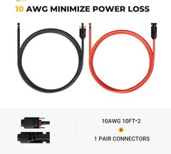 High Performance 10FT 10AWG Solar Extension Cable with Female/Male Connectors