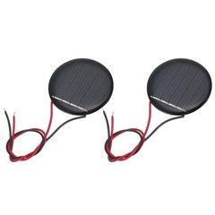 2 Pcs 2V 0.07W 35mA Mini Solar Panels with 2 Cable, 36mm Dia