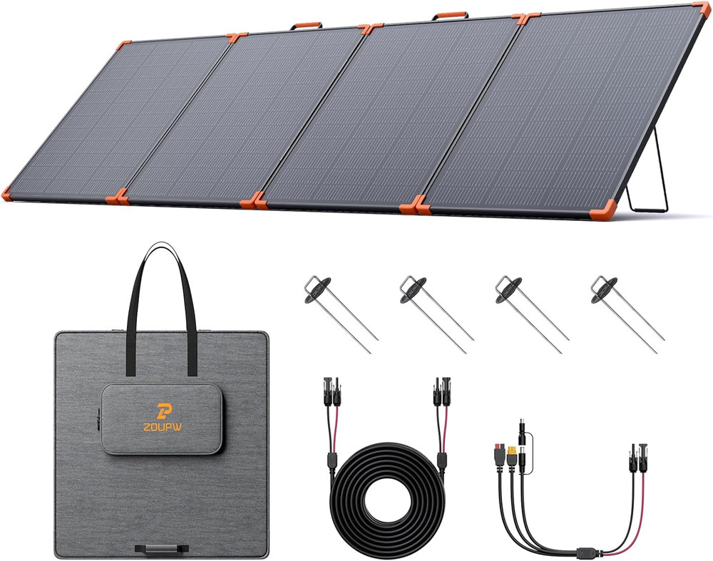 350W Portable Solar Panel, N-Type 16BB 25% High Efficiency Foldable Solar Charge