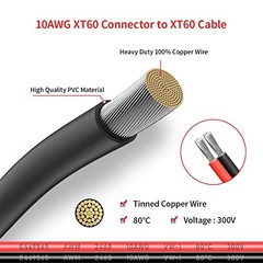 10AWG XT60 Extension Cable 2 6 10 20 35 50 75 2FT