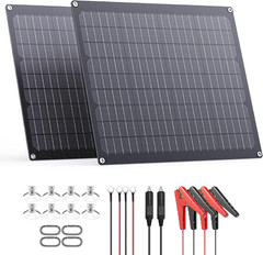 40W 12V Solar Battery Charger,2 PCS 20W Solar Battery Maintainer with Built-In I