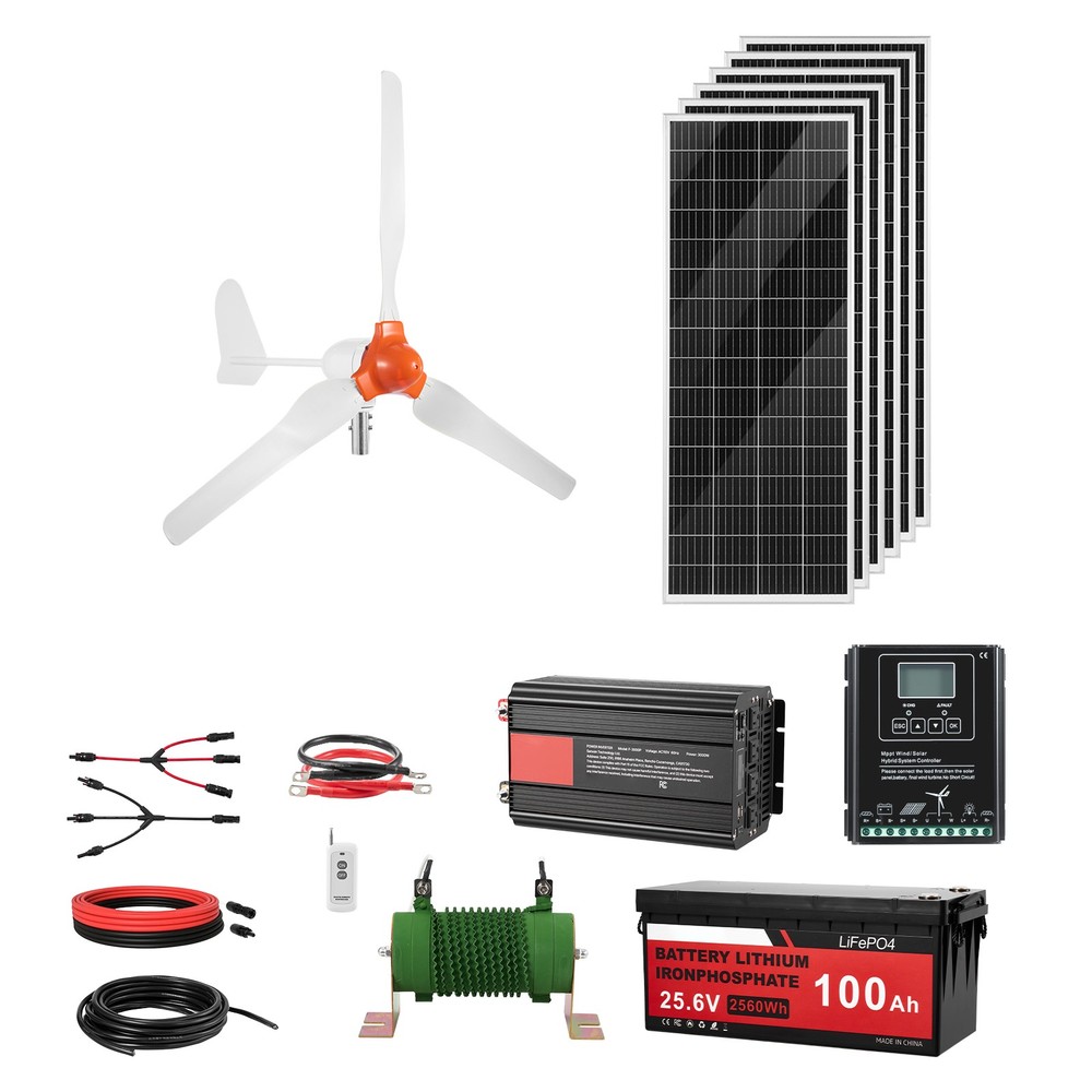 Uimoso 24V 1000W Renewable Energy Kit with Solar Panels and Wind Turbine