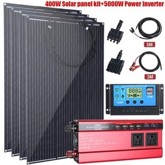2025 NEW Complete Solar Panel Kit 5000W Power Inverter 12V to 110V Home Off Grid