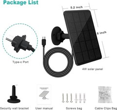 Solar Panel for Camera 4W Outdoor Adjustable Mount IP65 Waterproof