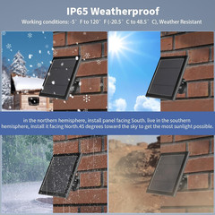 Solar Panel for Ring Camera(2nd Generation) Dustproof Waterproof Black 2 Pack