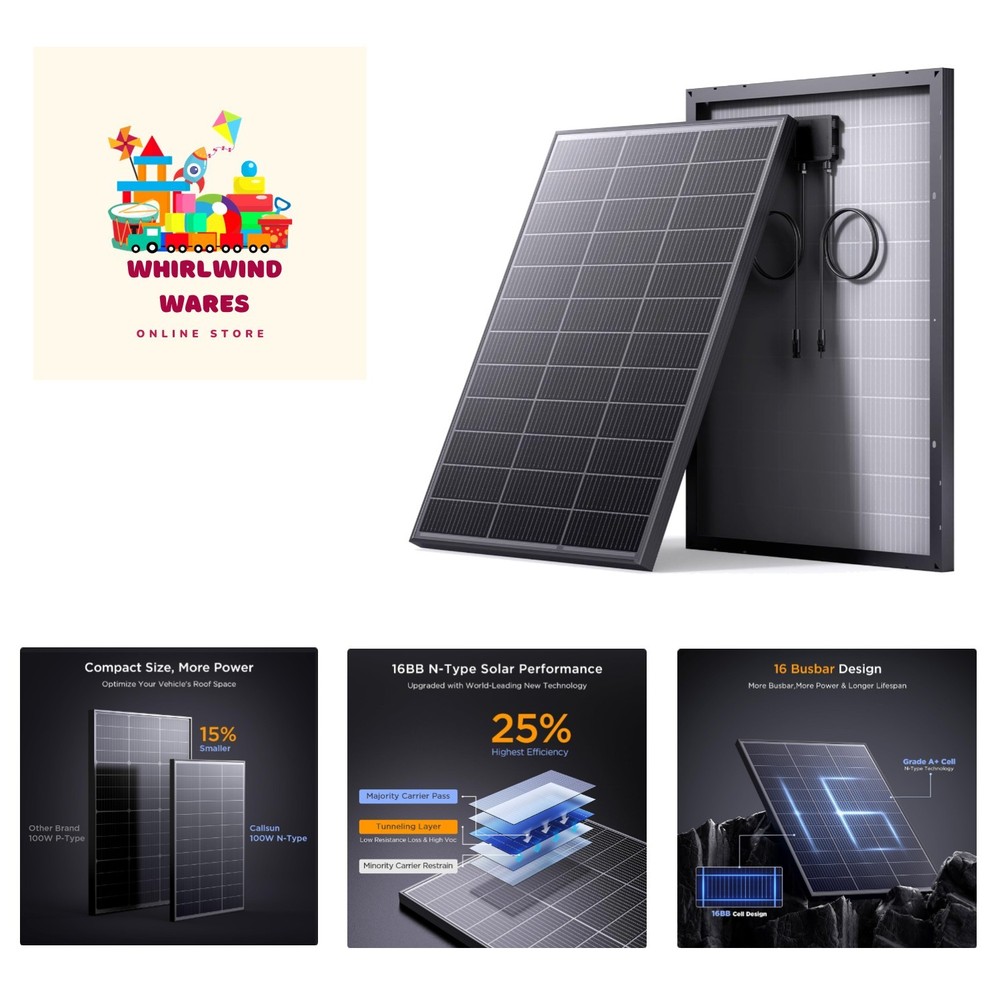 High Performance 100W Solar Panel – Perfect for Vans, Campers & Backcountry