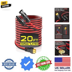 20FT 10AWG XT60 Solar Charging Cable, Solar Panel Connector to XT60 Extension…