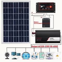 Kit Power Generation Battery Solar Panel Gifts System Charge Controller Inverter