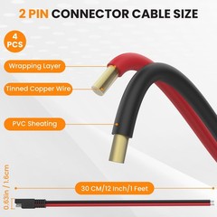 4 PCS 14AWG Extension Connector Cable, SAE 30cm 2 Pin Quick Connector Disconn…