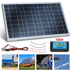12V 10W Complete Solar Panel Kit Solar Power System Generator 100A Home Grid US