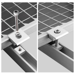 Anbte 10pcs Solar Panels Centre Clamps, Aluminium T-Shaped Mid Clamps 35mm