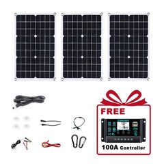 1500W Solar Panel Kit – 3 x 500W + 100A Controller + Extension Cord + Alligator