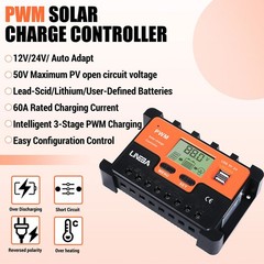 5200W 100A Solar Charge Controller Dual USB 12V 24V 48V PV Battery Regulator USA