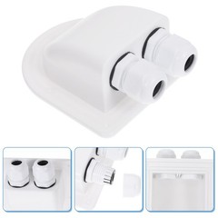 1 Pack Reusable Solar Cable Entry Gland Dual Hole White ABS for Camper Wiring