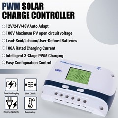 LCD 100A 60A 30A Solar Charge Controller Auto 12V/24V/48V Battery Regulator USB