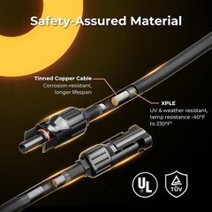 Solar Panel Connectors 2 to 4 Way Parallel 10AWG Y Branch Adapters for 2 Solar