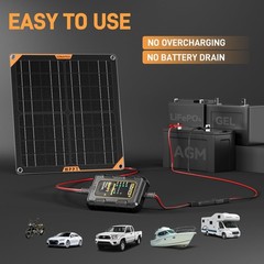 SUNAPEX 50W Flexible Solar Battery Charger Maintaine with MPPT Charge Controller
