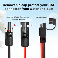 0AWG Solar Panel to SAE Adapter Cable SAE Plug Cable PV Solar Extension 50FT 1