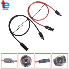 1 Pair 3 Feet Solar Panel Extension Cable Wire Connector Black + Red 10 AWG