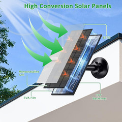 6W Security Camera Solar Panel, 5V USB-C/USB Solar Charger Compatible with Recha