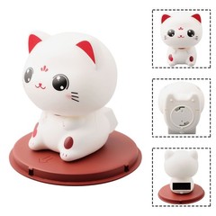 Smiling Eyes Solar Nodding Cat for Car/Home Decoration Cute and Eco friendly