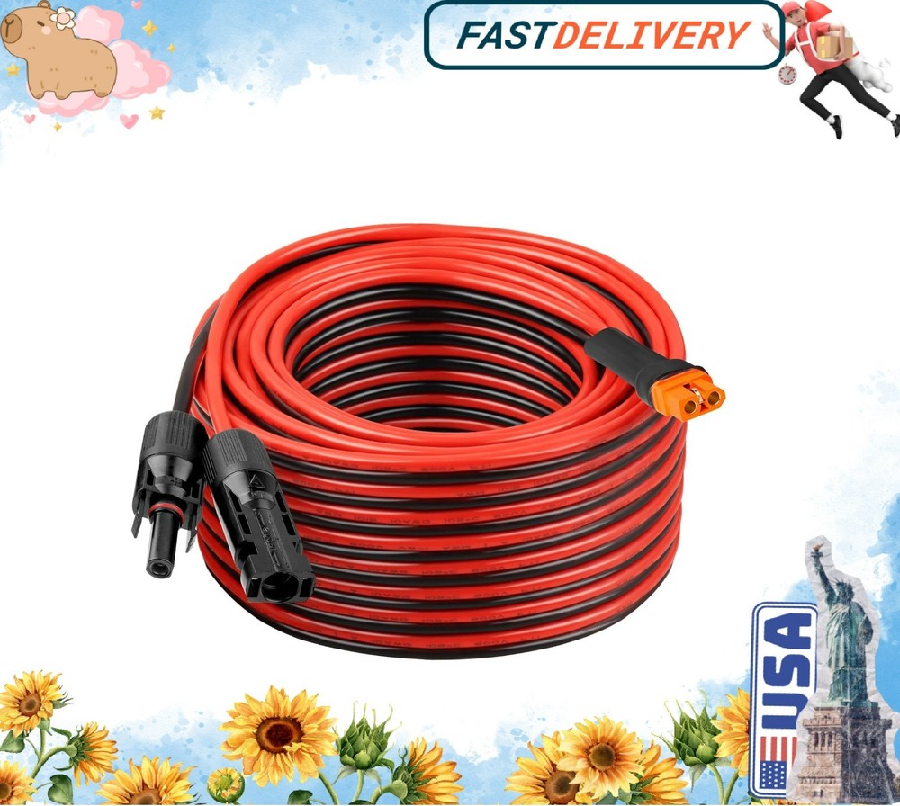 10AWG 50FT Solar to XT60i Extension Cable 3 6 10 35 50 75 100FT Heavy Duty