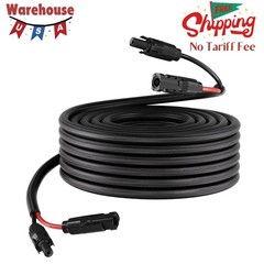 50FT Solar Panel Extension Cable, 10 AWG, Durable Wire, Flame-Resistant Sleeve